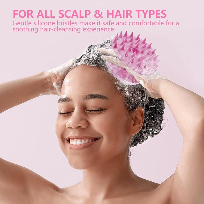 2 in 1 Silicone Brush, BEAUTAIL Body Shower Scrubber and Scalp Hair Massager Shampoo Brush, Deeply Cleanse Skin, Dandruff Removal and Hair Growth, Gentle for Women Men Sensitive Skin, 1 Pack (Lilac)