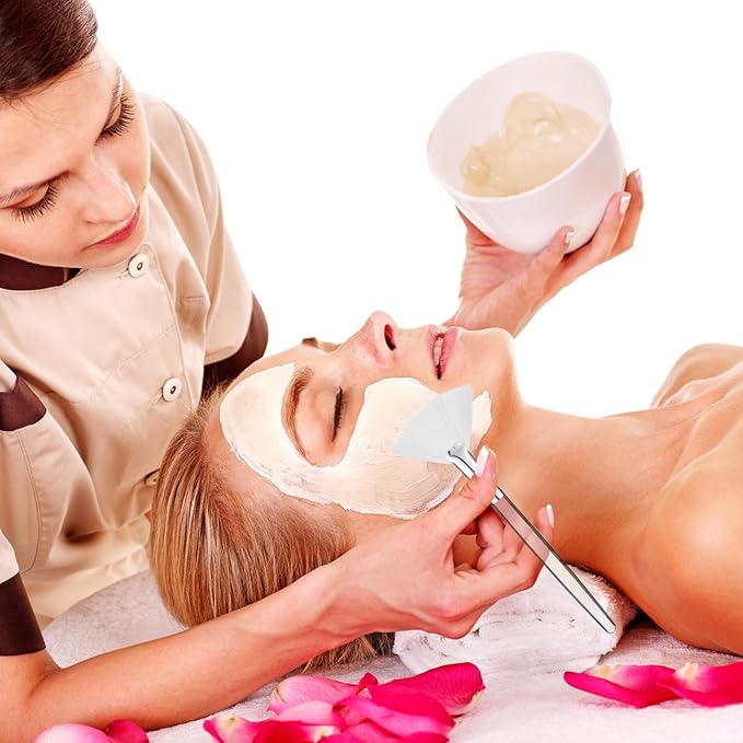 60 Pcs Fan Facial Brushes Fan Mask Soft Facial Applicator Brushes Acid Brush Cosmetic Makeup Blush Applicator Tools for Esthetician Eyeshadow Peel Mud Cream(White)