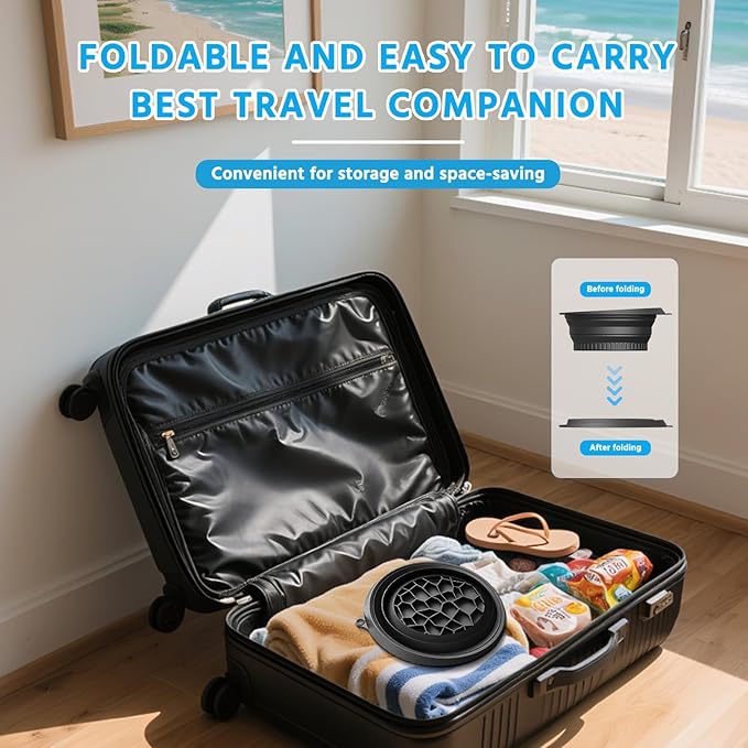 Foldable Silicone Facial Ice Bath Bowl, Ice Face Bowl with Built-in Ice Tray - for Cold Immersion Therapy, Skin Tightening and Acne Relief - Portable Cold Therapy Tool for Home and Travel (Black)