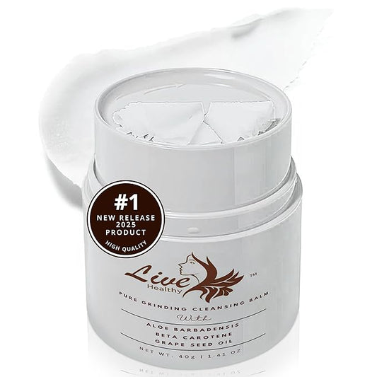 Live Healthy Grinding Cleansing Balm – Facial Oil Cleanser, Korean Makeup Remover, Deep Pore Cleansing – Gentle, Skin Care, Face Cleanser - Hygenic & Moisturizing | 1.41 fl Oz