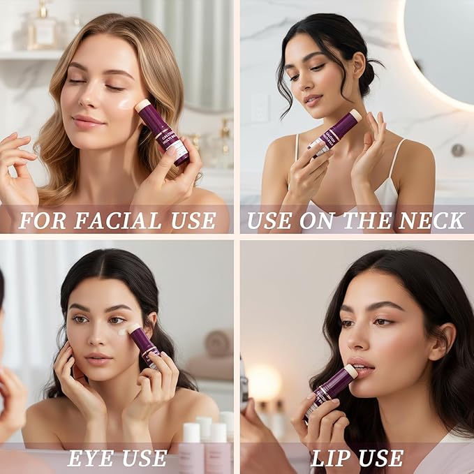 3 PCS Cemenrete Calcium Volume Multi Balm, Wrinkle Core Stick, Collagen Moisturing Stick, Anti-aging, Hydrating, Almond & Vitamin E for Lip Balm Eye Cream Neck