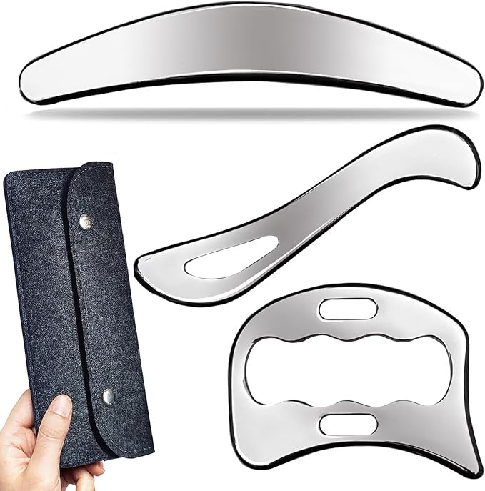 Muscle Scraper Stainless Steel IASTM Massage Tools Set,Gua Sha Scraping Tools for Physical Therapy(3pcs)