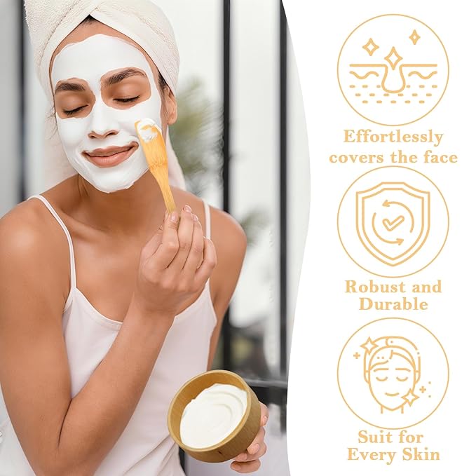 14 Pcs Bamboo Esthetician Supplies 2 Face Mask Mixing Bowls 2 Fan Brushes Esthetician 2 Flat Facial Brushes 2 Mask Spatulas 2 Facial Cream Spoons 2 Skincare Trays 2 Round Compressed Facial Sponges