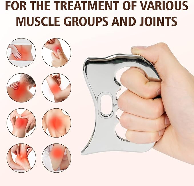 tonchean 8-Piece Muscle Scraper IASTM Tool Set, Gua Sha Scraping Massage Tool Set Stainless Steel Myofascial Release Tool Deep Tissue Massage Tool Set for Reduce Arms, Legs, Back, Shoulder Muscle Pain