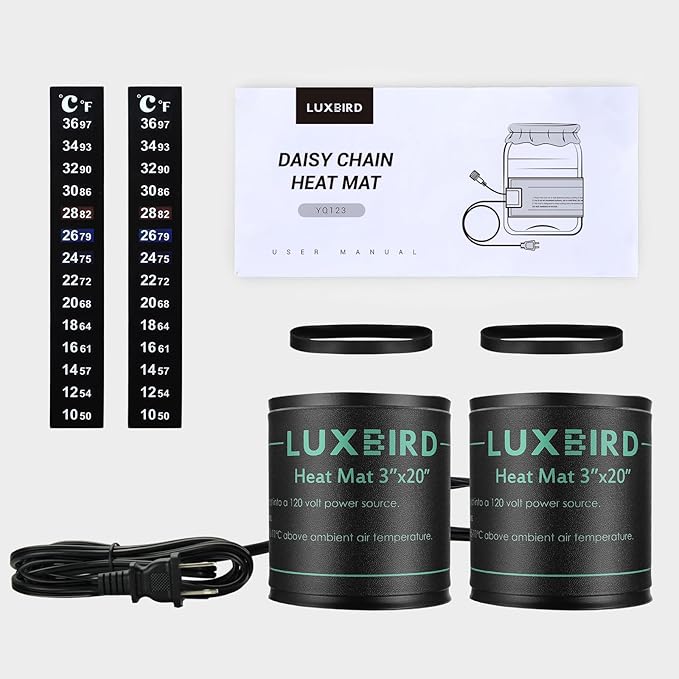 LUXBIRD Daisy Chain Heating Mats, 2 Pack, 3 * 20 inches, IP67 Waterproof PVC