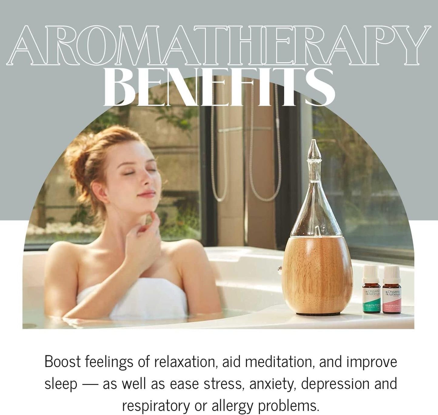 Raindrop 2.0 Nebulizing Diffuser for Essential Oil Aromatherapy Light-Colored Wood Base