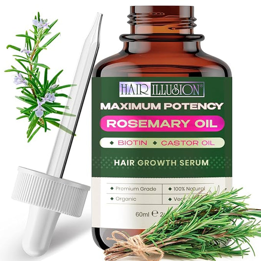 100% NATURAL ORGANIC ROSEMARY MINT OIL | Maximum Potency | Infused With Biotin & Castor Oil | Hair Growth Treatment |Stimulate Growth for Eyelashes, Eyebrows | Damaged Hair | Split Ends |