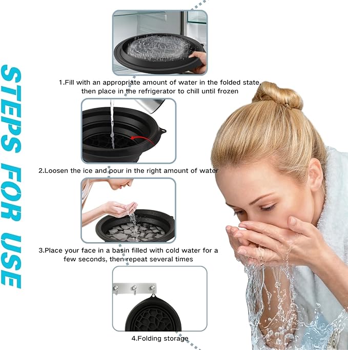 Face Bowl for Ice with Built-In Ice Tray, Silicone Facial Ice Bath Bowl for Shrinking Pores, Ice Face Bowl for Boosting Circulation for Men & Women, Skin Tightening, Easy Storage and Carrying