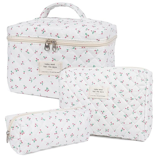 Makeup bag, quilted makeup bag,large