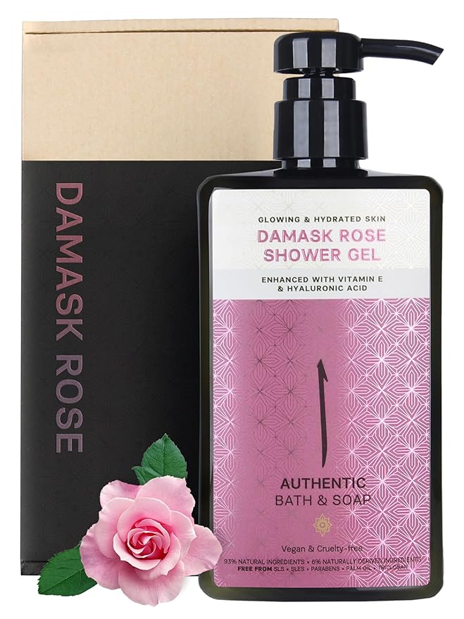 AUTHENTIC BATH & SOAP Rose Body Wash for Normal Skin – Soothing Shower Oil with Rose Water & Essential Oils, Vegan, Cruelty-Free, Hydrating Body Wash Women, 16.9 Fl Oz