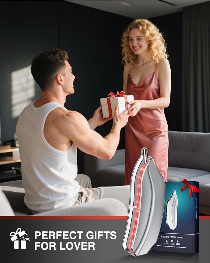 Heated Muscle Scraper Tool - 2025 New Electric Fascial Knife for Deep Tissue Massage with Light-Care 4 Modes 3 Heating 3 Vibration for Athletes Workers Soothing Whole Body Gua Sha Tool Gift