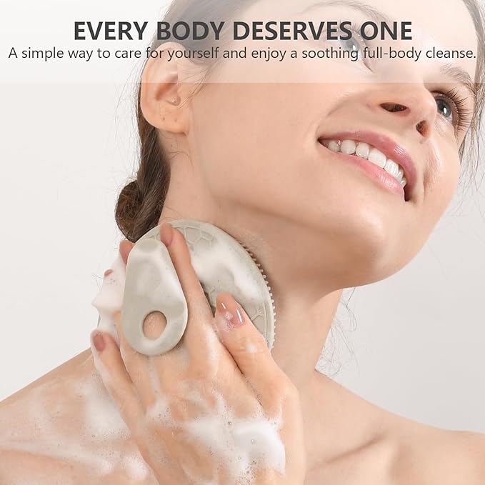 Silicone Body and Face Scrubber Set 5 Pack, BEAUTAIL Shower Bath Scrubber, Gentle Exfoliating Brush for Women Men Sensitive Skin, More Hygienic Than Traditional Loofah, Long Lasting, Pink+Blue+Gray