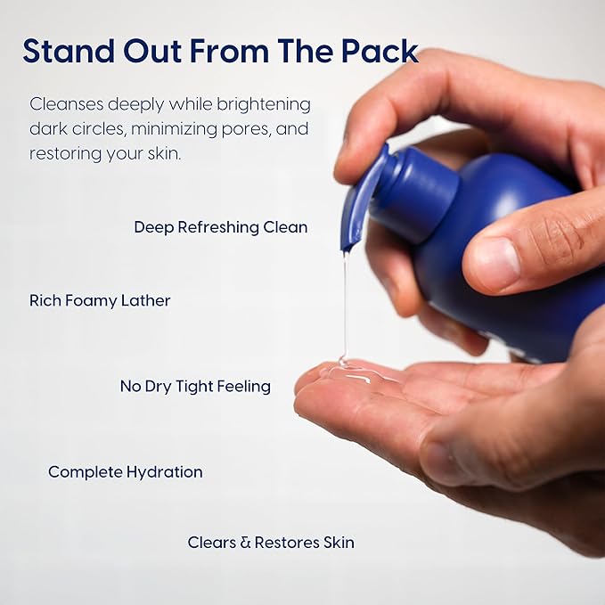 Strive Hydrating Men's Face Wash - Deep Cleans Pores, Exfoliates & Brightens - Refreshing Aloe Vera, Hyaluronic Acid & Niacinamide - Fragrance Free Men's Skincare - 200ml