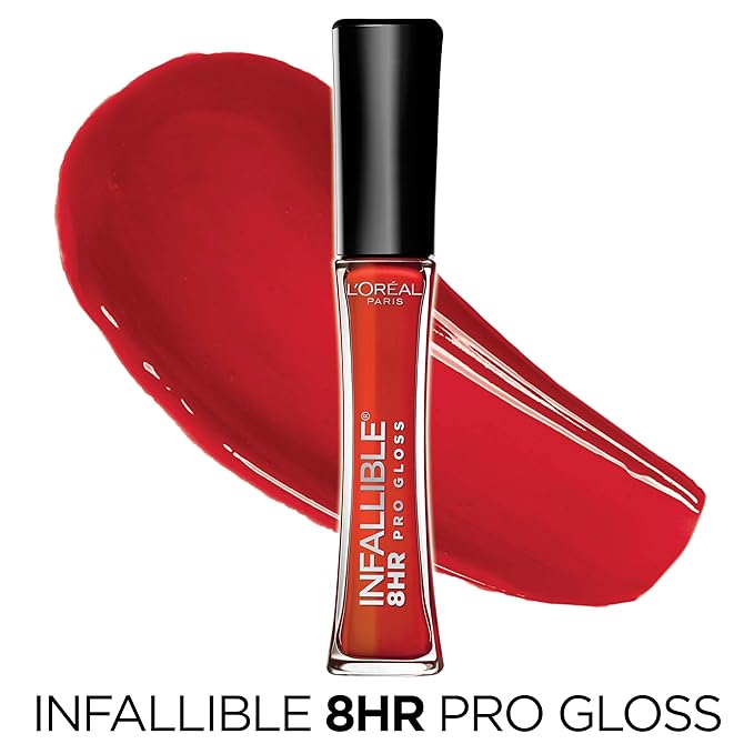 L’Oreal Paris Makeup Infallible 8 Hour Hydrating Lip Gloss, Fiery, 0.21 Fl Oz