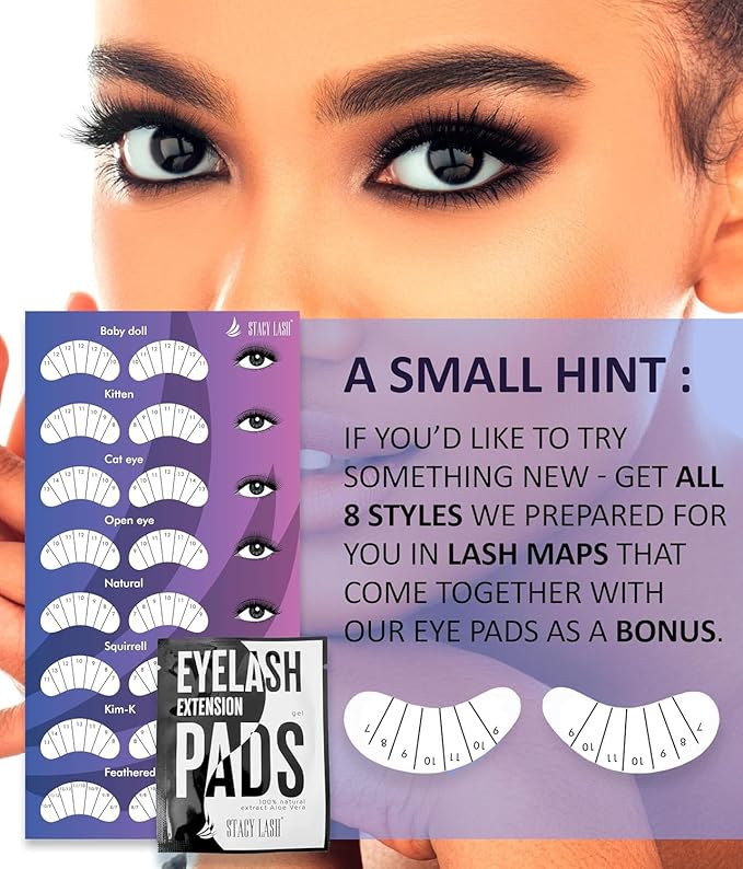 100 Pairs Set Premium Under Eye Gel Pads for Eyelash Extension - Lint Free Patches with Vitamin C and Aloe Vera by Stacy Lash supplies and Beauty tools - Hydrogel Eye Pads - Skin Moisturizes