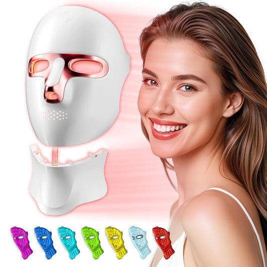 Red Light Therapy Mask for Face & Neck, LED Face Light Therapy,USB C Rechargeable,Infrared Mask for Home Working Travel Yoga (Blush)