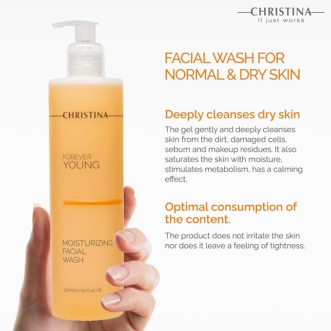 '-CHRISTINA- Forever Young Hydrating Antioxidant Face Wash | Moisturize, Cleanse, and Soothe with Glycolic Acid Facial Cleanser | For Combination, Normal, Oily Skin 300ml