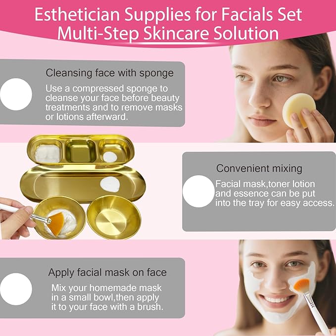 24 Pcs Facial Bowls Esthetician, Facial Bowl and Brush Set,Mixing Bowls for Women Facial Mask Mixing Kit