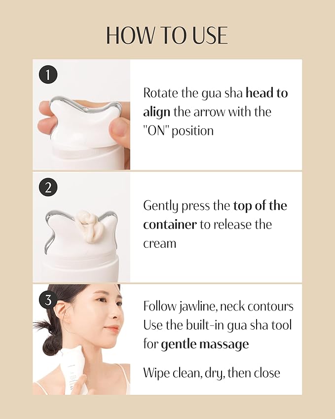 DR. PEPTI Peptide Volume Neck Cream - 2-in-1 Age-Defying Neck Creams for Tightening and Firming w/Built-in Gua Sha Neck Massager – Power Lift Neck Contour Cream with Collagen & Peptides 4.2 fl oz