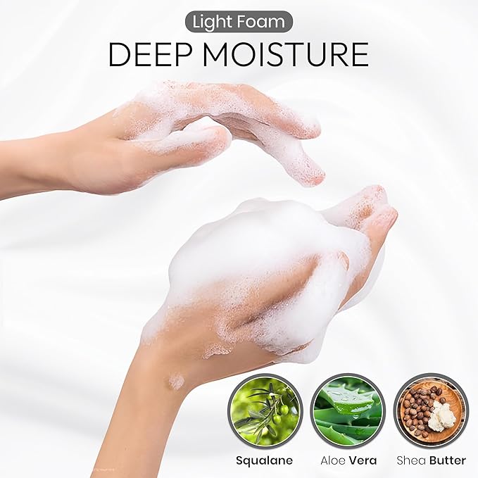 Natural Body Wash for Women, Mens Full Body Wash for Sensitive Skin by Squalane, Shea Butter & Aloe Vera, Shower Gel & Bath Soap from Japan, Sulfate Free 16.5 Fl Oz Cassis & Leaf Green 3EA