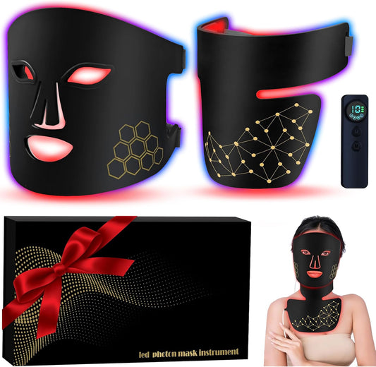 Red Light Therapy for Face and Neck, Rechargeable Infrared Mask, 850nm Near-Infrared, 4 Modes, Anti-Aging Face and Neck Treatment.