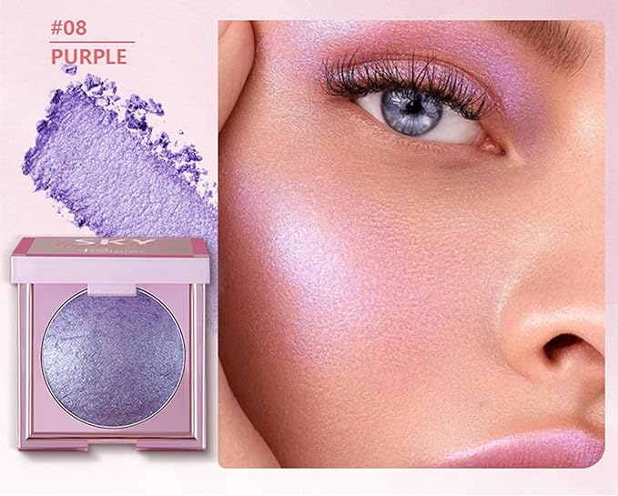 MAEPEOR Face Highlighter Palette 8 Colors Smooth Shimmer (08 Purple)