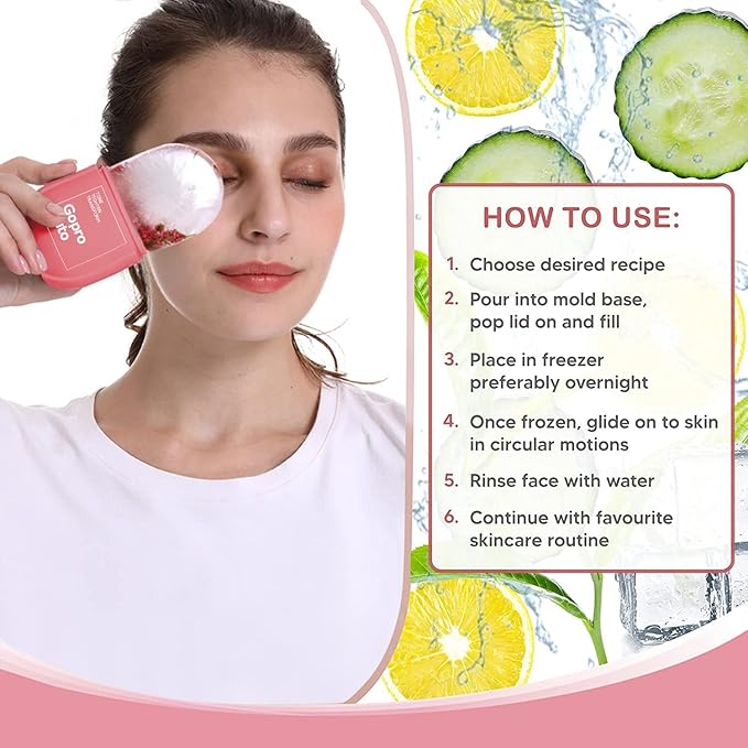 Cube Ice Roller for Face, Ice Facial Roller for Eyes Neck Naturally Tone and Tighten Skin, De-puff Eye Bags, Add a Healthy Glow Cryotherapy Enhance Skin Elasticity (Light Pink）