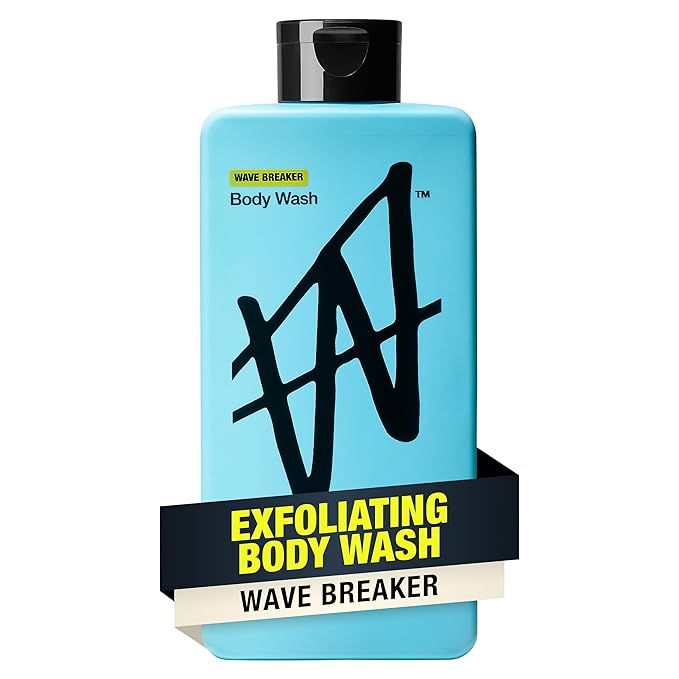 W By Jake Paul Exfoliating Body Wash for Men, Vitamin-Infused, Hydrating Shower Gel, Wave Breaker, 18 fl oz