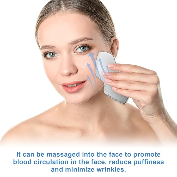 JIEYAO Gua Sha Facial Tools, Stainless Steel Guasha Tool for Face, Skin Care Scraping Tool Guasha Massage Tools Metal Tighten Skin Beauty Tool for Jawline Sculpting, Face Massager, Puffiness Reducing