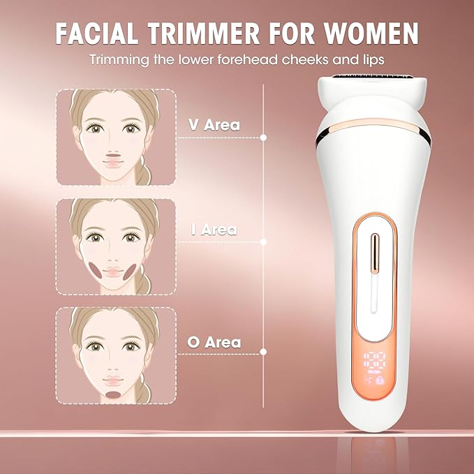 Electric Shavers for Women, 4 in 1 Hair Removal Kit with Epilator Bikini Trimmer Face Razor Body Brush Face Massager Foot Callus Remover, IPX7 Waterproof Lady Razors Set for Legs Armpit Bikini Pubic