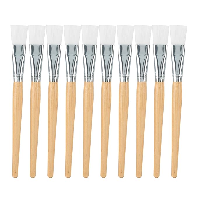 10-Piece Facial Mask Brushes Soft Hair Mud Applicator DIY Skin Care Tool with Wooden Handle