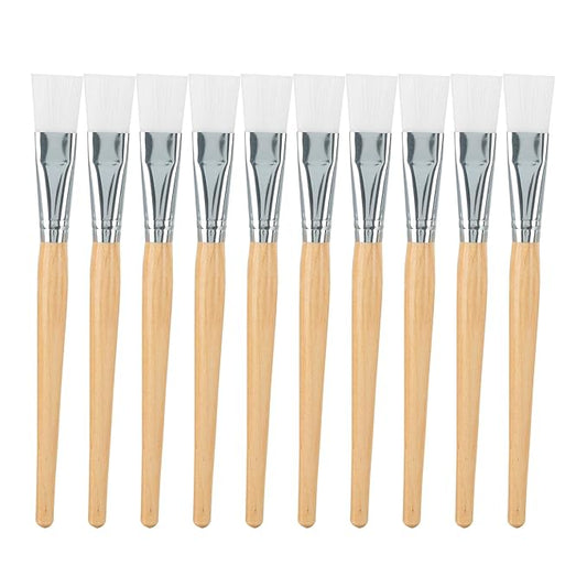 10-Piece Facial Mask Brushes Soft Hair Mud Applicator DIY Skin Care Tool with Wooden Handle