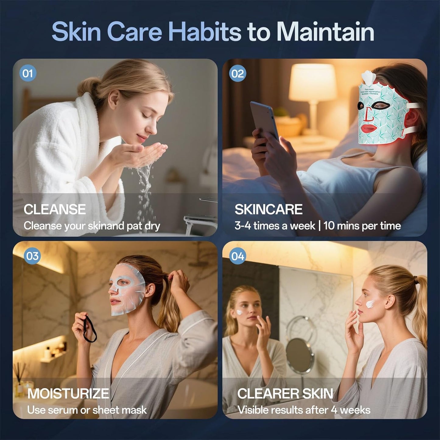 SUERBEATY Red Light Mask for Face, 7 Colors Red Light Mask, Cordless & Portable for Home & Travel, Rechargeable, Lightweight, Facial Skin Care for Women - Mom, Sister, Girlfriend and Wife - Green