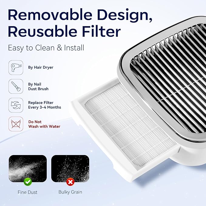 Makartt Nail Dust Collector: 60W Professional Nail Fan Dust Collector with Reusable Filter, 2 Powerful Suction, Adjustable Speed Nails Extractor Vacuum for Manicure Salon Home (Sylvie)