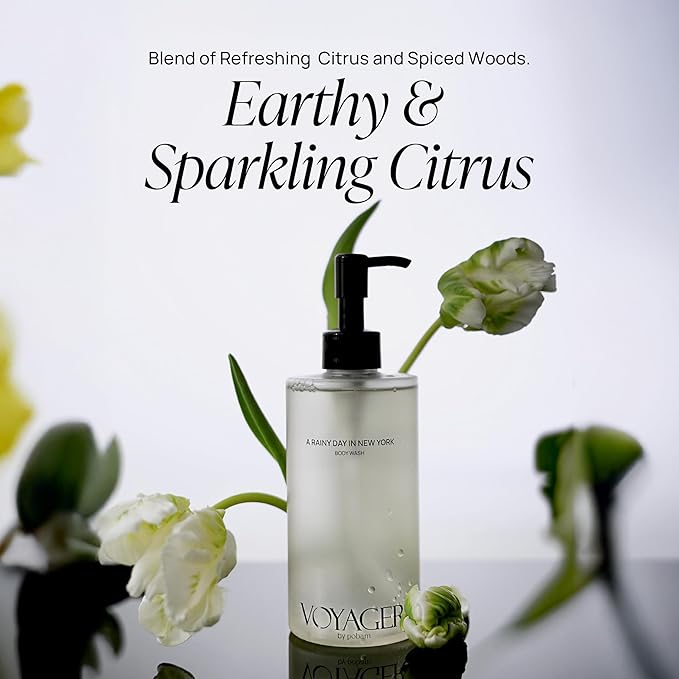 VOYAGER A Rainy day in New York Body Wash, Citrus with Basil, Woody Vetiver and Cloves, Forest & Fresh Scent, 10.14 Fl. Oz./300ml