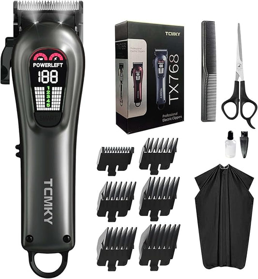 Hair Clippers for Men Professional Hair Trimmer for Men Cordless&Corded Barber Clippers for Hair Cutting & Grooming.Rechargeable Hair Trimmer Kit for Household(Silvery)