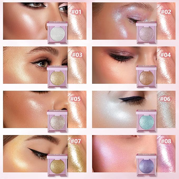 MAEPEOR Face Highlighter Palette 8 Colors Smooth Shimmer Makeup (old) 07 G