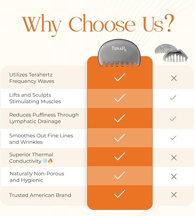 TeraRX® Terahertz Gua Sha Comb – Authentic Terahertz Massage Tool for Scalp, Face & Neck – Anti-Static Scalp Massage Comb for Tension Relief, Circulation & Daily Self-Care Routine