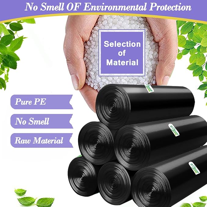 3 Gallon 100pcs Small black Trash Bags(Fit 3-3.2 Gal) Plastic Strong black Garbage Bags,Bathroom Trash Can Bin Liners,Waste Basket Liner,Fit 10-13 Liter, 2.6 Gallon,3 Gallon,3.2Gallon (3-Black100)