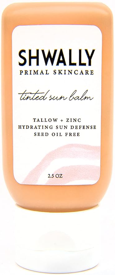 Zinc & Avocado Mineral SunBalm 30SPF, The Only Real Primal Sun Lotion - 100% Grass Fed Tallow, Avocado Oil & Non-Nano Zinc Oxide - Pregnancy Safe (Coconut + Vanilla, 2.5 Fl Oz & Tinted)