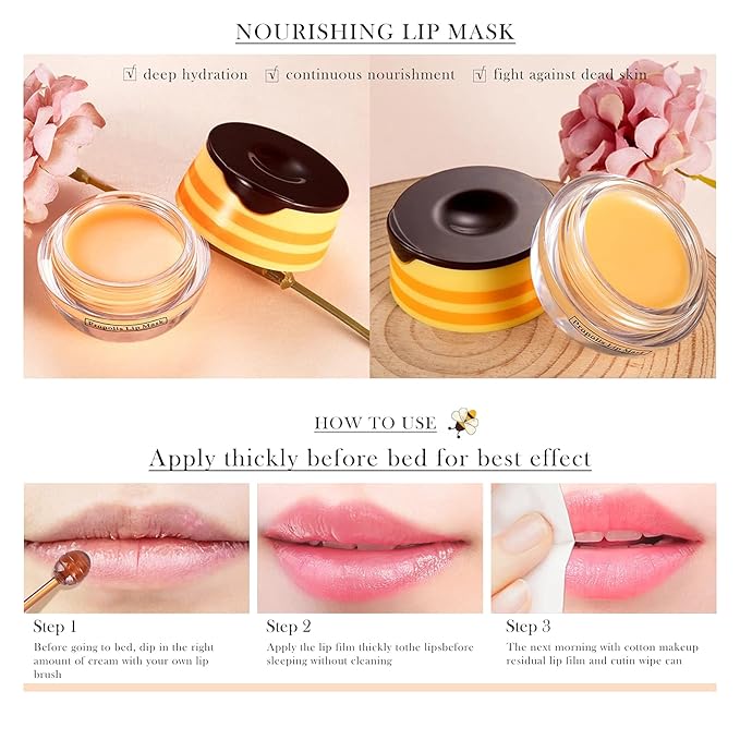 2Pcs Bee Lip Balm Honey Pot, Exfoliator