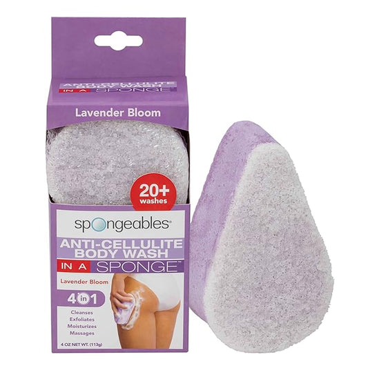 Spongeables Anti Cellulite Body Wash in a 20+ Wash Sponge, Lavender, 1 Count