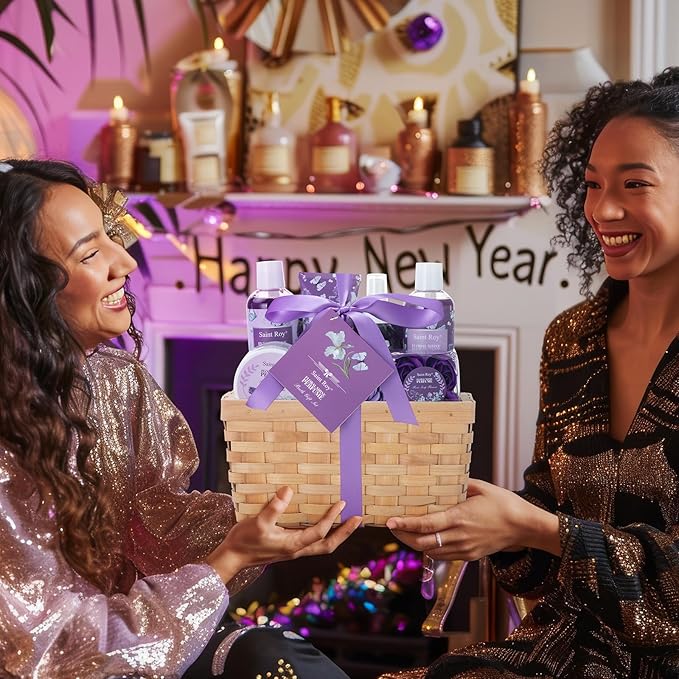 Mother's Day Gifts for Mom Gift Basket for Women, Luxury 11Pcs Floral Perfume Scents Bath and Body Home Spa Gift Kit with Bubble Bath, Body Lotion, Self Care Gifts Basket for Her, Birthday Gifts