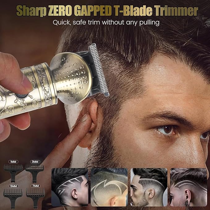 Trimmer Kit Professional Hair Clipper Zero Gapped T-Blade Electric Shaver Razor Nose Body Trimmer for Men Cordless Grooming Kit 4 in 1