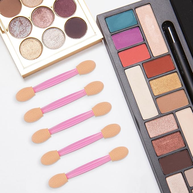 1000 Eye Shadow Applicator Disposable Foam Makeup Brush Sponge Tipped Oval Eyeshadow Applicators Dual Sides Pink