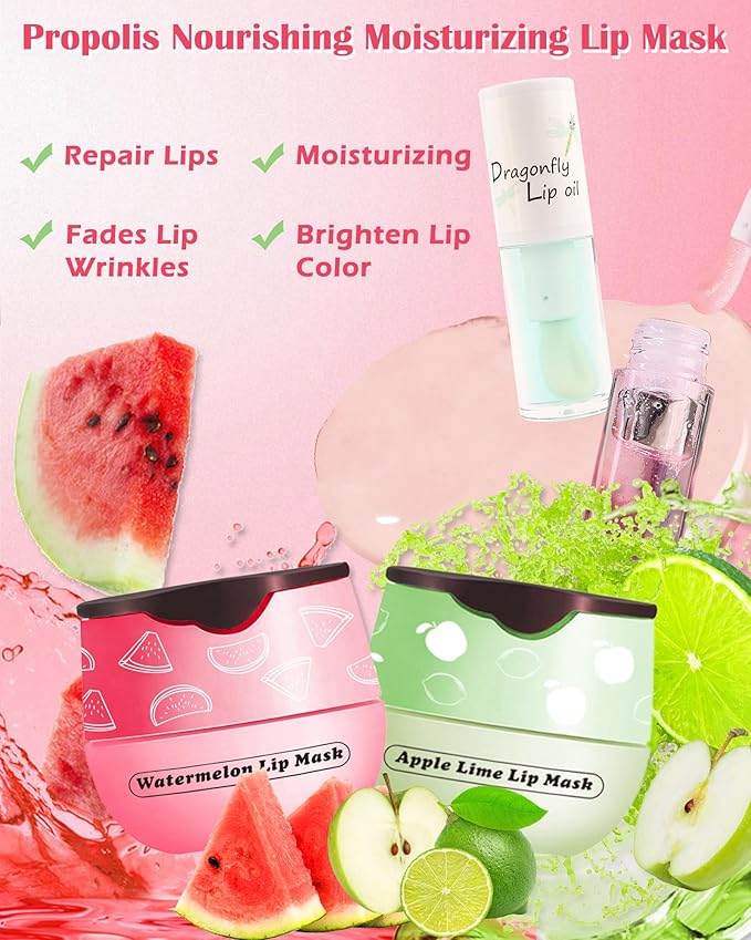 2Pcs Watermelon Lip Balm Honey Pot Exfoliator
