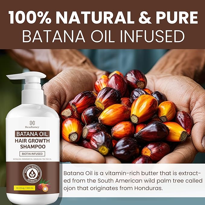 Batana Oil Hair Growth Shampoo: Natural Hair Loss Shampoo for Thinning Hair for Women and Men - Daily Hair Care at Home - 10.1 fl.oz