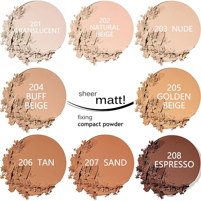 MAEPEOR Pressed Powder 8 Colors Oil Control Matte Buff Beige)