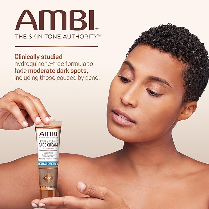 Ambi Even & Clear Fade Cream, Hydroquinone-free, Hyperpigmentation Treatment, Dark Spot Corrector, Results In As Little As 4 Weeks, Niacinamide, Aloe Vera, Vitamin C, 1 Fl Oz