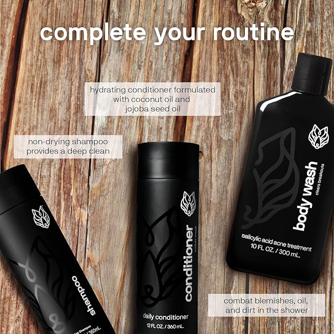 Black Wolf Moisturizing Body Wash for Men, Sandalwood - Mens Hydrating Bodywash for Dry, Dehydrated, & Sensitive Skin - Hyaluronic Acid, Aloe Vera, & Jojoba Oil Body Cleanser Help Remove Oil & Dirt